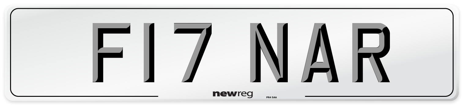 F17 NAR Number Plate from New Reg
